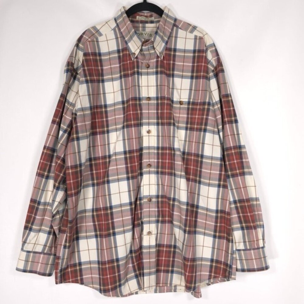 ORVIS Men's Shirt XL Cotton Plaid Check Long Sleeve Button Down INDIA🇮🇳MADE